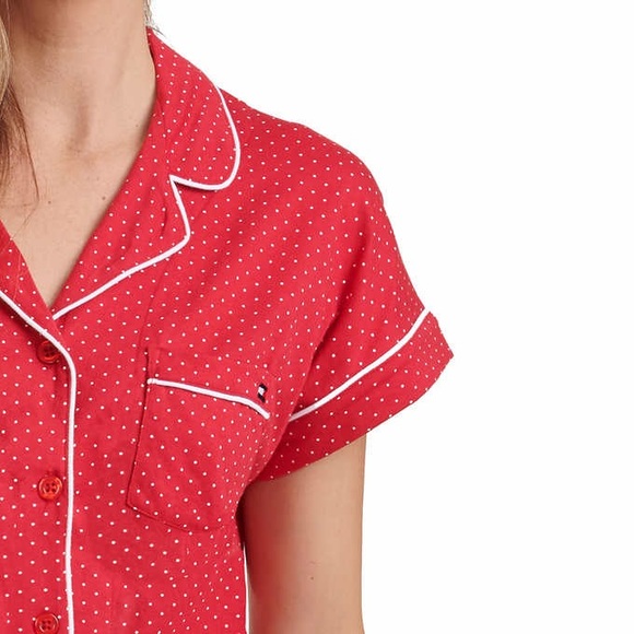 Tommy Hilfiger Red Pajama Set Short PJ Polka Dots - Picture 3 of 14